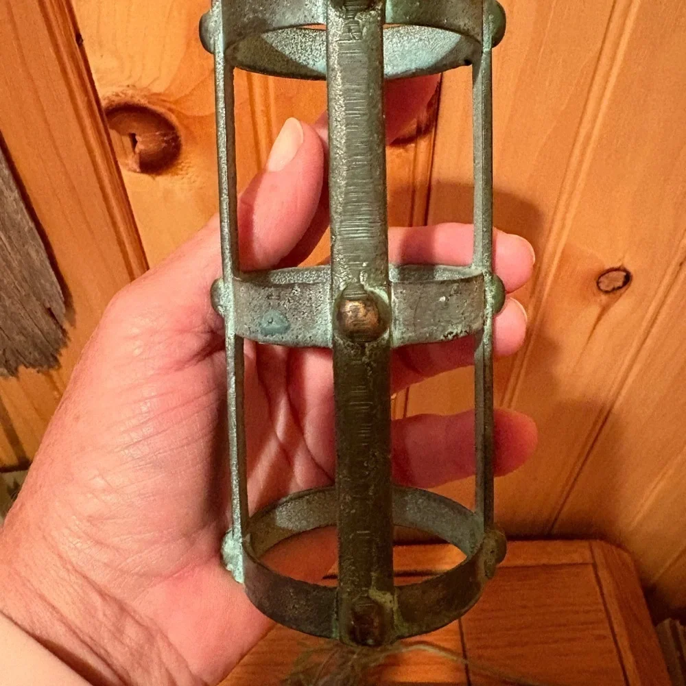 Nautical Metal Votive Candle Holder with a rustic Patina